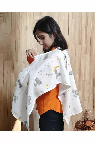 Muslin Cute Bunnies Poncho Single Product Functional Stroller Cover and Nursing Apron Nursing Cover