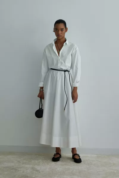 تنورة إكرو داي بوبلين واسعة