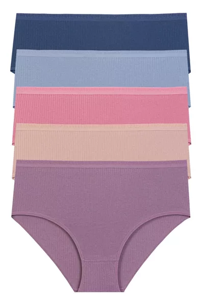 Dames Ribgebreide Katoenen Slip 5-pack 