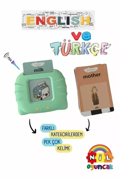 مجموعة بطاقات فلاش مصوّتة لتعليم الإنجليزية-التركية المبكر (أشياء)