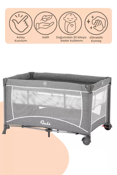 مهد أطفال Raftel مع سرير  سم باللون الرمادي الفاتح