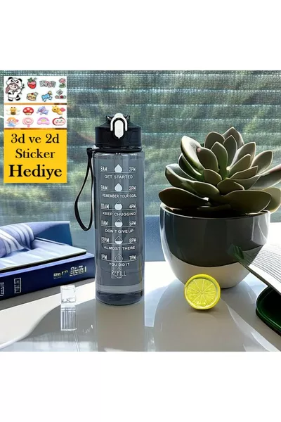 Motivational Water Bottle Water Bottle Flask Tritan Sports Gym School Water Bottle BPA-Free Flask