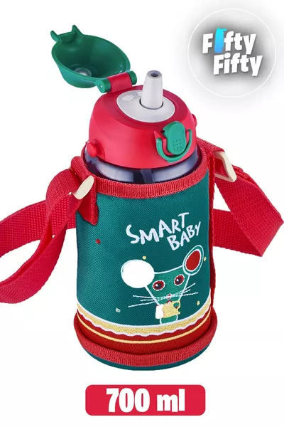 ml - Large Size - Tritan Water Bottle with Sleeve, Available with 2 Separate Lids, with or without Straw