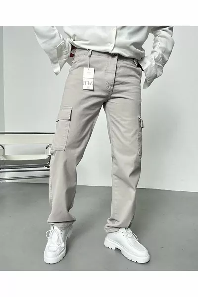 Erkek Kargo Cepli Gabardin Baggy Pantolon