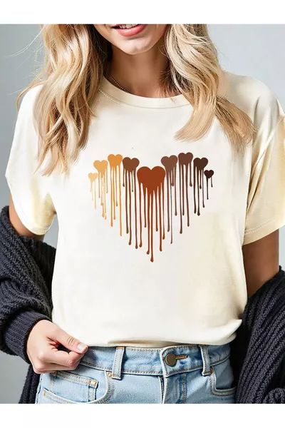 Melting Hearts Printed Design T-Shirt