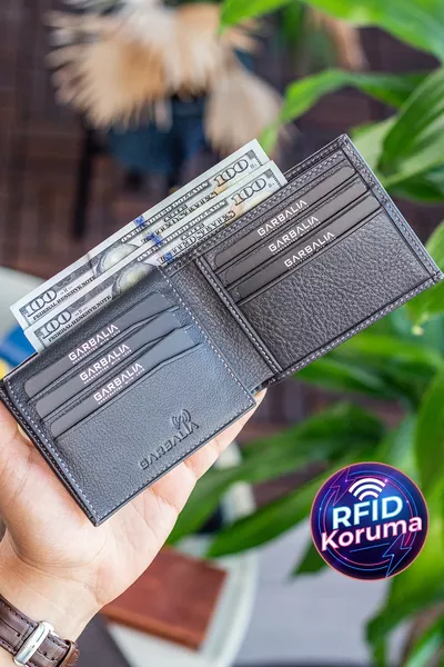 Мужской кошелек Kevin из натуральной кожи антрацит черного цвета