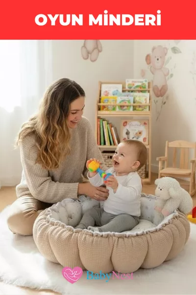 سرير دائري/وسادة ولعب وسادة ببيكة بنية مع شرابات