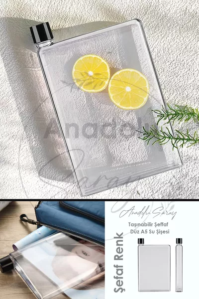 Bottiglia d'acqua liscia trasparente da ml, colore trasparente, motivazionale, borraccia sportiva