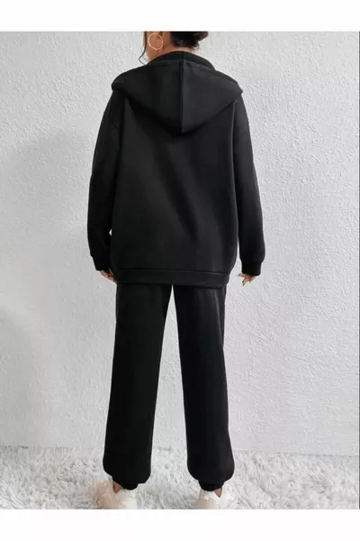 Sierra Nevada Printed Zip-Up Oversized Sweatshirt and Sweatpants Set with Elastic Ankles