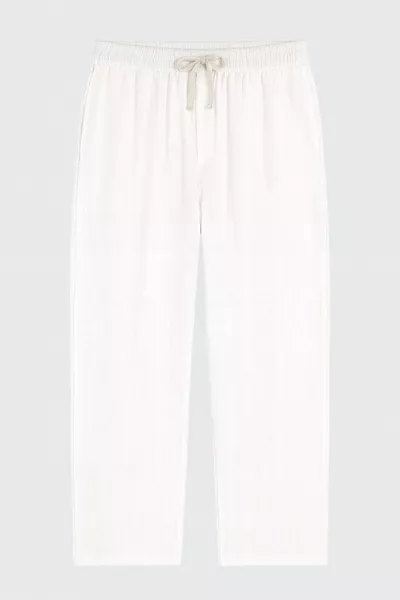 بنطلون مريح للرجال من الكتان بمظهر مريح، أرجل واسعة، الموسم الجديد