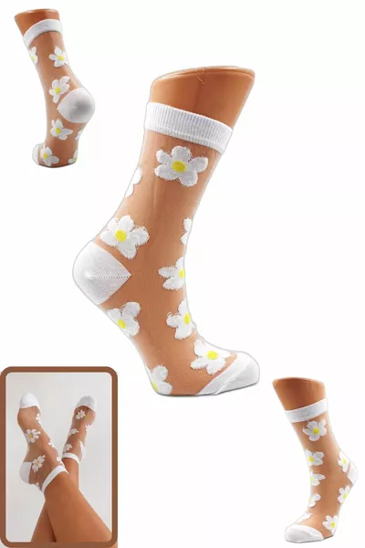 Collant in tulle con motivo femminile