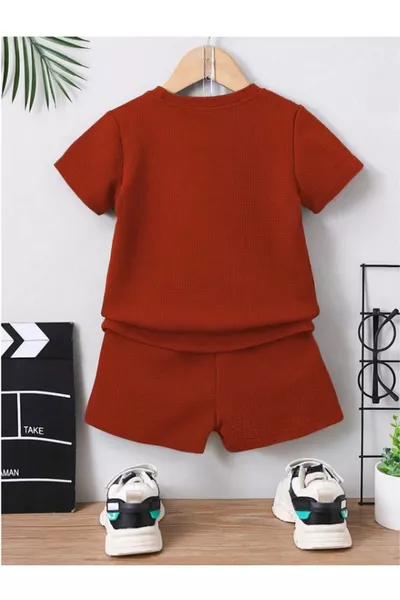 Sommerzweiteiler aus Baumwoll-Waffle-Stoff mit Taschen-Detail