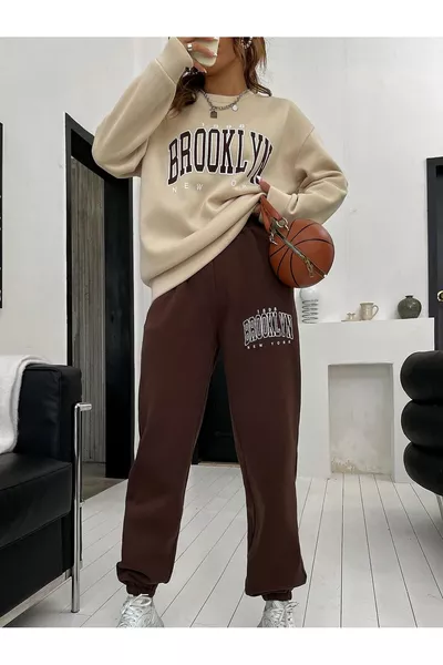 3-Ply Crew Neck Brooklyn Printed Oversized Tracksuit