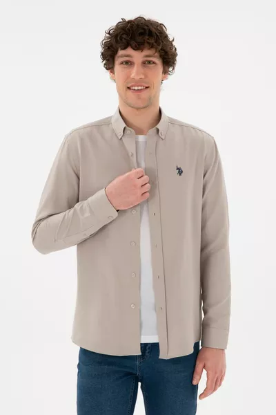 قميص رجالي بجيب طويل الأكمام أساسي 