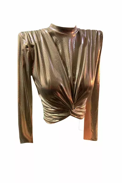 Blouse courte à manches longues avec épaulettes et nœud