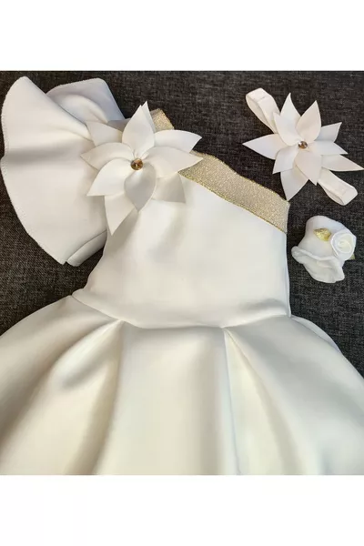 Girl's White Floral Dress