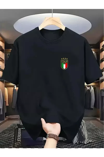 T-shirt oversize homme noir avec imprimé italien