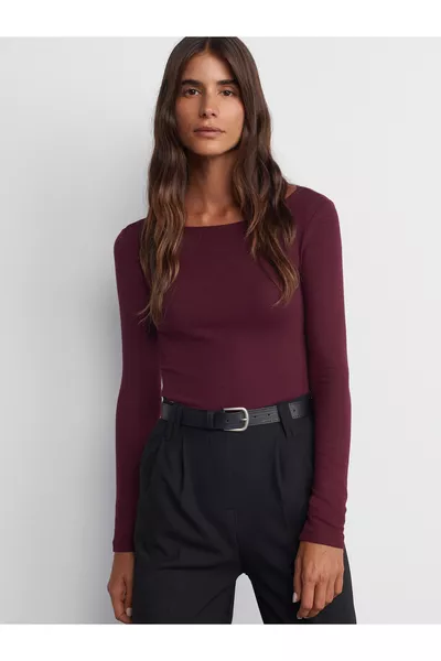  قبّة قارب بأكمام طويلة - عنابي