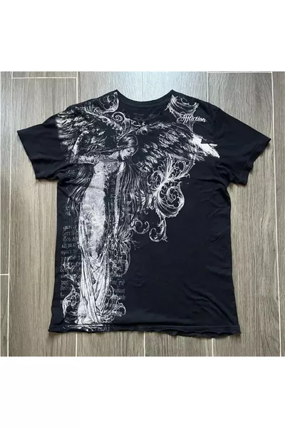 Black Vintage Angel Affliction Cyber Grunge Unisex T-shirt