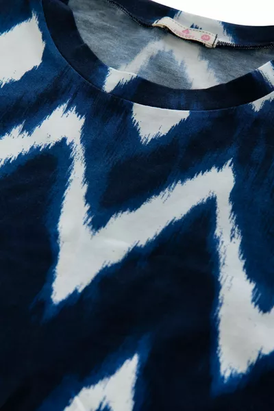 Women's Cotton Front-Tie Printed Crop T-shirt Pajama Set