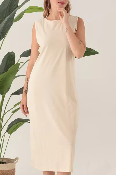 Sleeveless Long Dress Lining Slip Petticoat Jumpsuit % Cotton