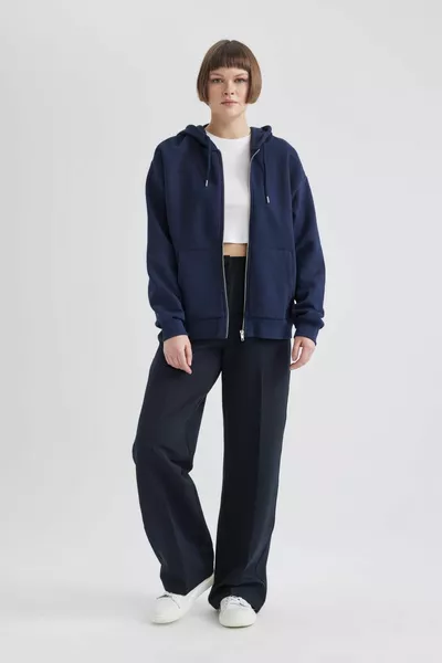 Суитшърт с качулка и цип Relax Fit wn