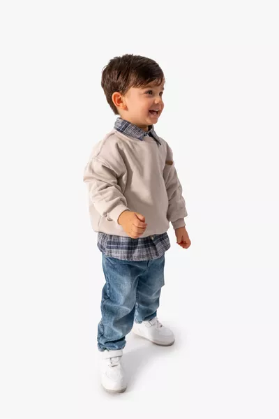 طقم مكون من 3 قطع لطفل رضيع: قميص وكنزة وسروال جينز 