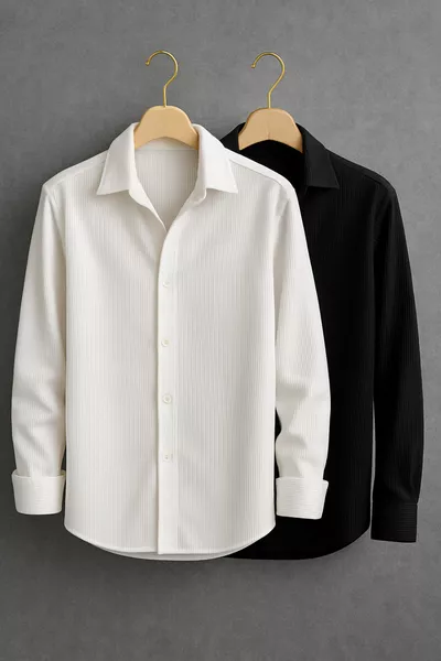 Men's Winter Ribbed Ottoman Textured 2-Pack Oversized Shirt