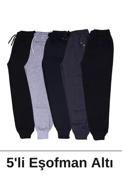 Boys' 5-Pack Plain Double Pocket Sweatpants