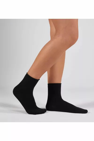 Calzini da donna neri senza elastico in modal, corti a mezza lunghezza