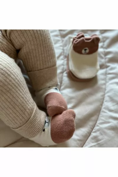 3-Pack Teddy Bear Patterned Baby Socks