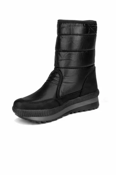 Zwarte sneeuwlaarzen voor dames met klittenband aan de zijkant met pluche bont aan de binnenkant