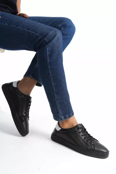 Genuine Leather Men's Casual Lace-Up Sneakers